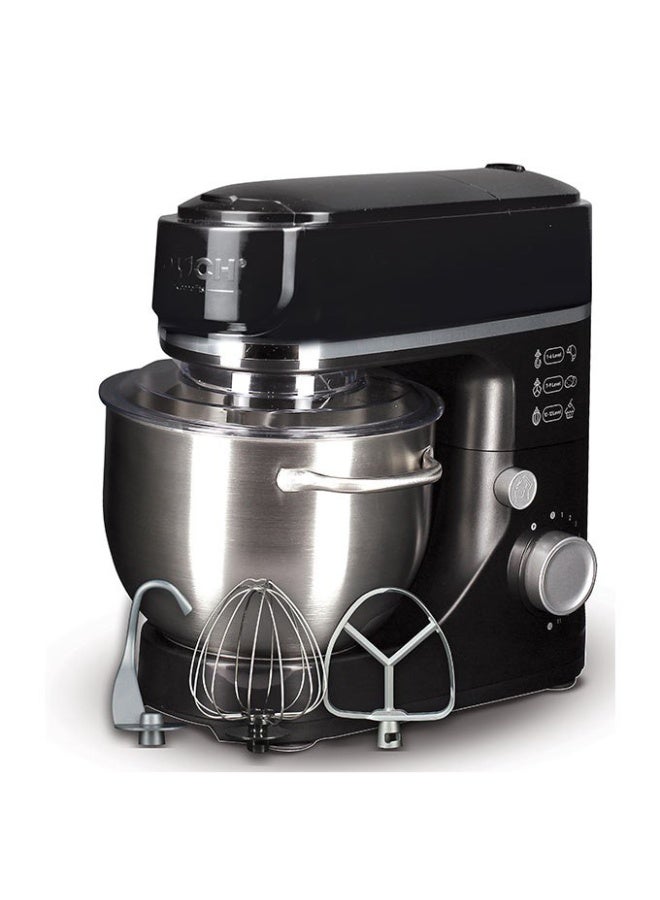 Electric Mixer Home Mixer, 5 Liter, 12 Speeds, 2000 Watts, Black and Silver, with 3 Attachments for Kneading, Whisking and Beating Eggs